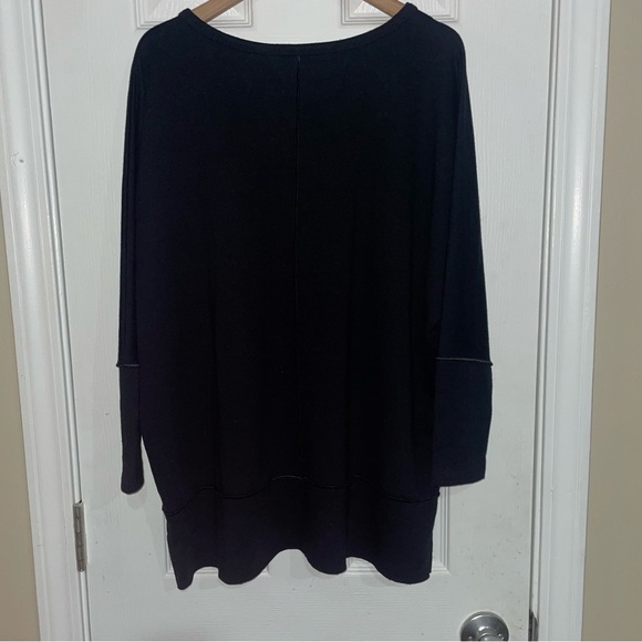 Spanx Black Oversized Perfect Length Crew Neck Sweatshirt 3/4 Sleeve Size‎ Small - Picture 2 of 4